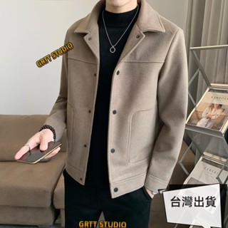 熱銷 男士夾克秋冬季韓版潮流緊身休閒毛呢男短版高階感毛呢外套男加厚