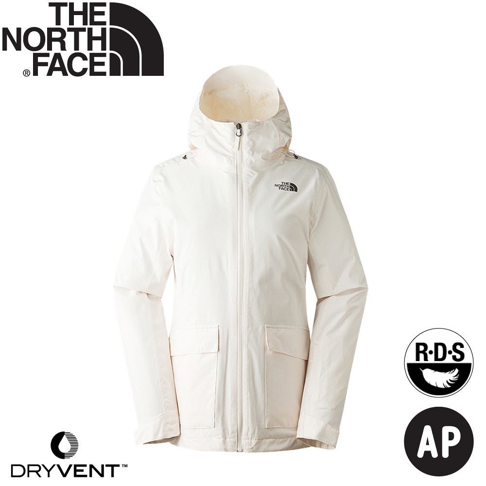 【The North Face 女 DV防水兩件式羽絨外套 AP《白/紫》】5AY1/防水透氣/登山/羽絨