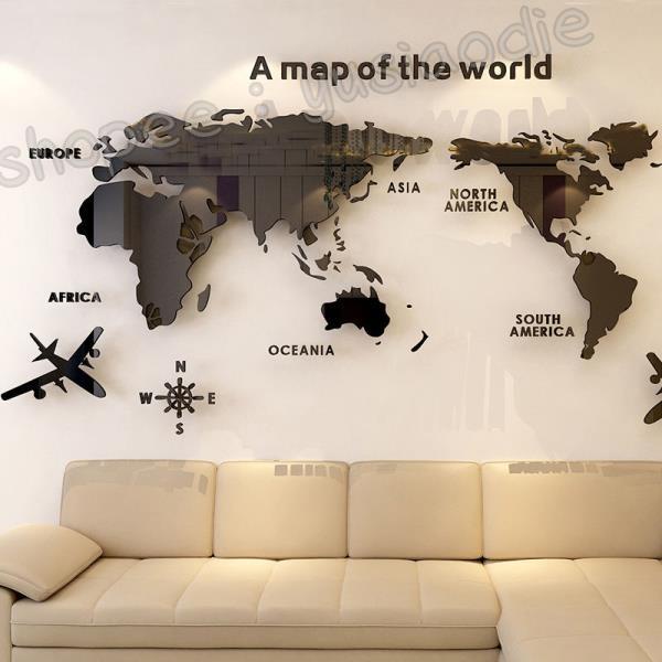 [小芯af0S] 立體字文字創意墻面裝飾◕♚世界地圖墻貼3d立體亞克力公司背景壁面畫創意辦公室裝飾企業文化