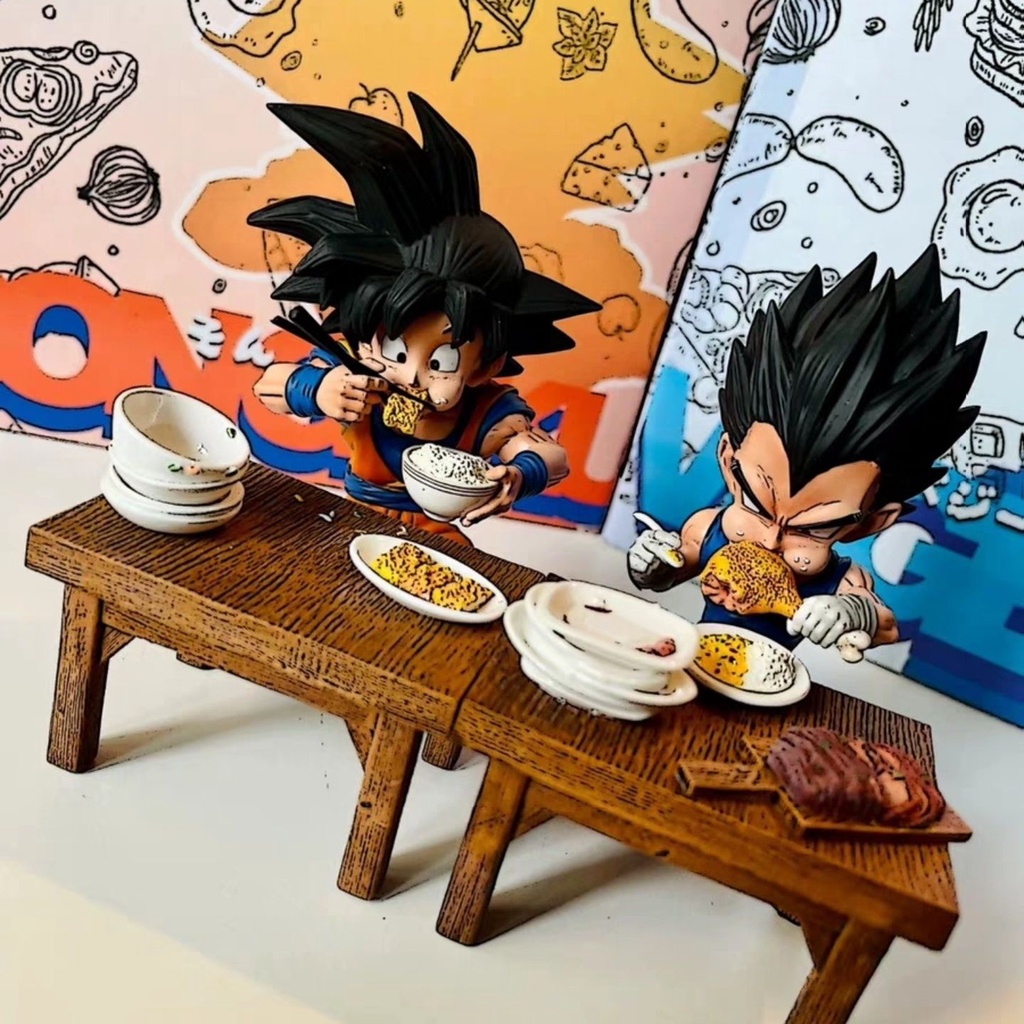 七龍珠gk 一碗好飯gk 貝吉塔gk 手辦幹飯人悟空喫飯場景gk 擺件生日禮物 七龍珠模型 七龍珠 喫飯悟空和貝吉塔gk