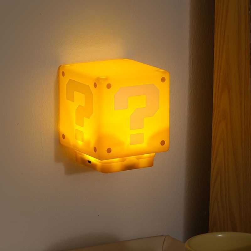 ❤️童年分享❤️超級瑪麗馬里奧問號led燈按壓發光充電拍拍燈花燈音效床頭小夜燈