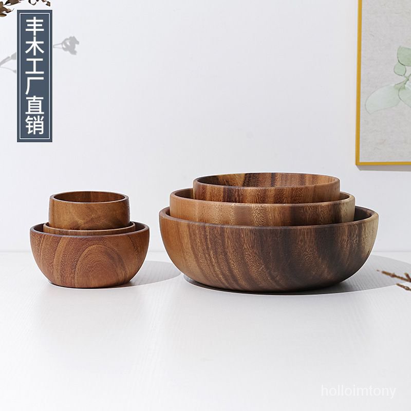 【限時特價💥】相思木碗日式木盆木質餐具傢用和麵盆水果盤沙拉碗整木湯碗木製鉢 1D7D
