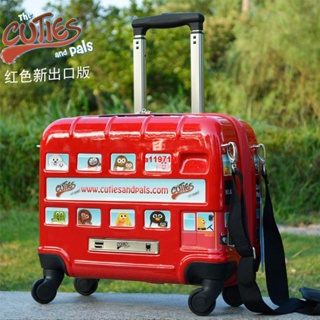 韓版 倫敦巴士萬向輪汽車16寸兒童拉桿箱18寸男女孩行李箱旅行包 軟材質 可騎坐行李箱