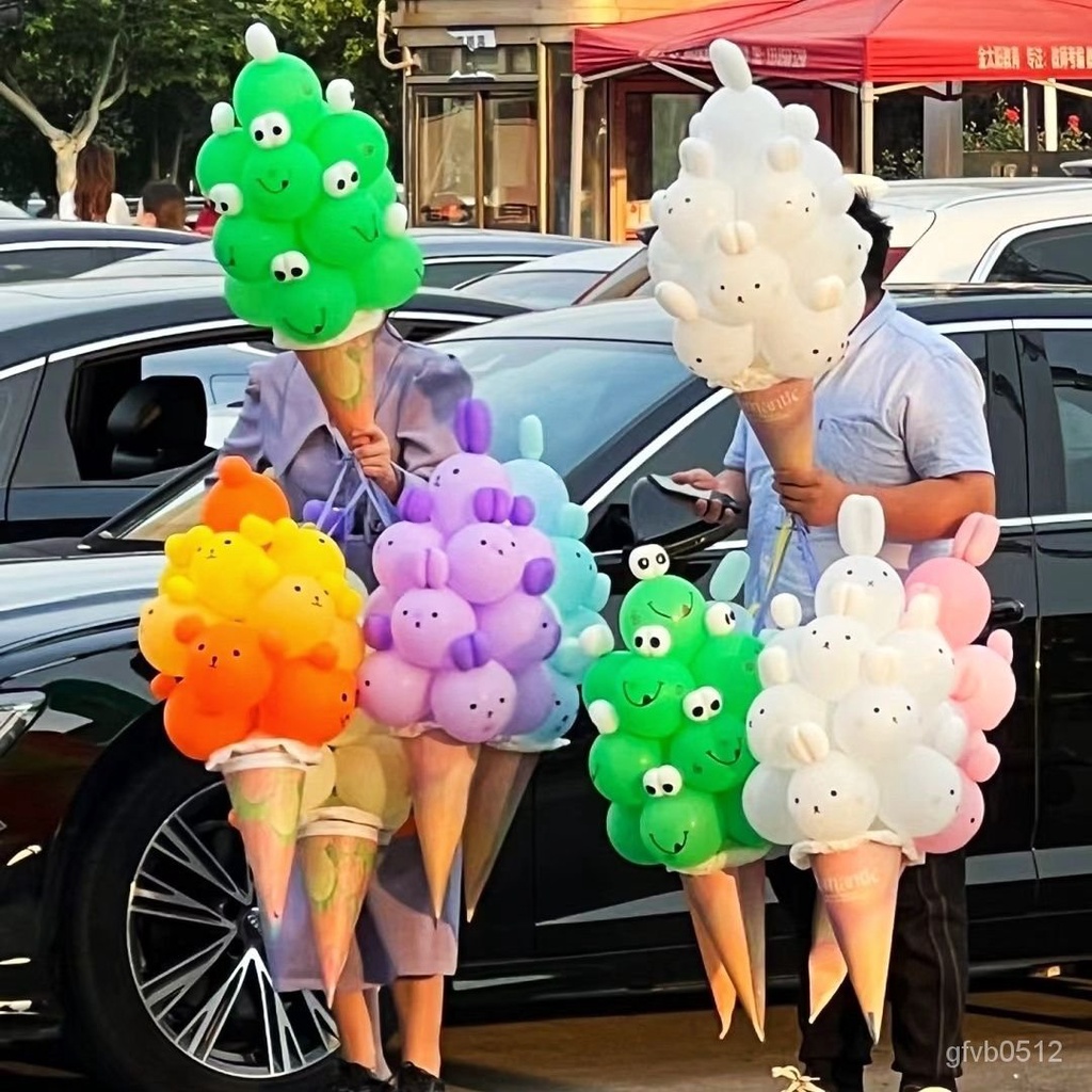 【限時特惠】小紅書爆款疊疊樂冰淇淋氣球可愛網紅波波球造型夜市擺攤氣球批髮 4B9F