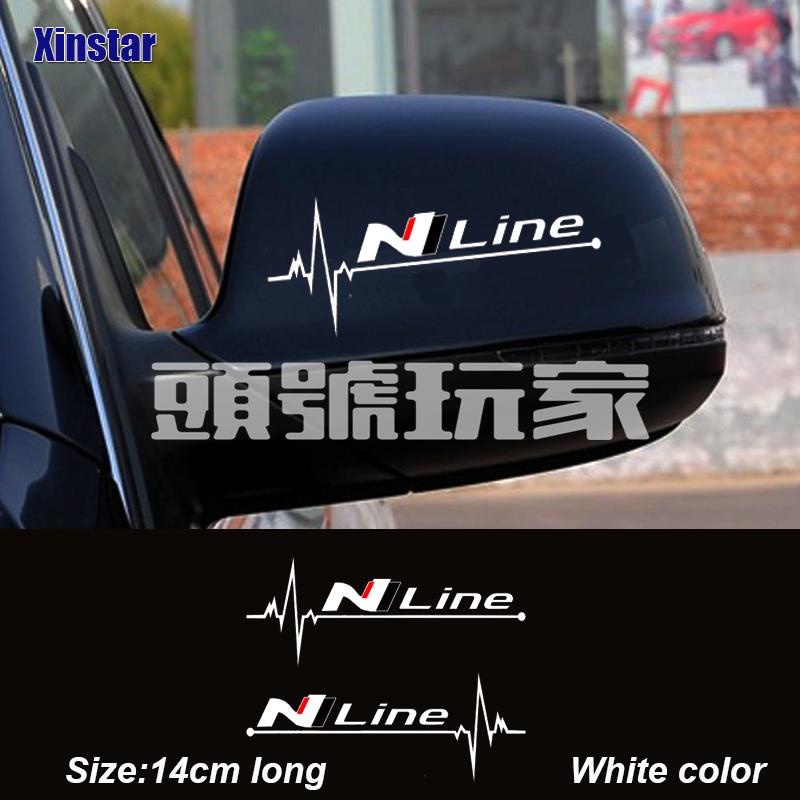 頭號玩家♛2件N line後視鏡車貼貼紙適用於現代i10 i20 i30 i40 ix35 VEOSTER SOLARI