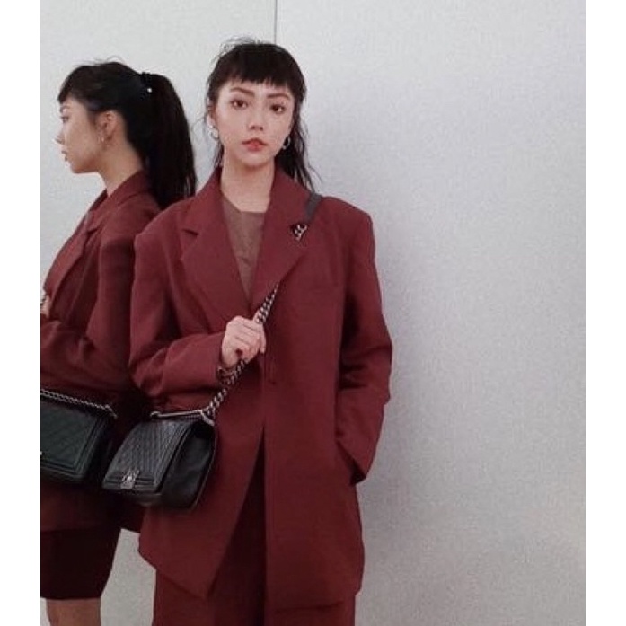 韓國🇰🇷製李柔同款簡約單扣磚紅色西裝外套