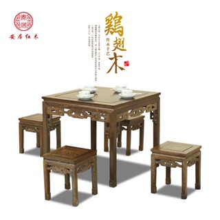 工廠直銷 實木訂制 紅木家具客廳一桌四凳明清古典仿古中式實木八仙桌雞翅木方餐桌