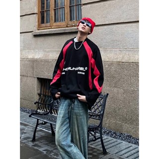 大學t 男 賽車服 寬鬆上衣 美式上衣 復古上衣 重磅大學t 無帽外套 大尺碼上衣 運動上衣 長袖上衣男 秋冬上衣