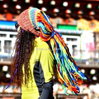 小藍書【上新福利】 帽子女 秋冬新款尼泊爾手工毛線帽 民族風個性針織帽 髒辮帽 護耳帽 潮