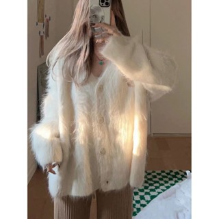 【Sweet Oversize】胖MM大碼高階感氣質溫柔毛衣女軟糯慵懶風寬鬆針織開衫外套上衣