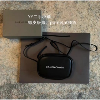 Balenciaga EVERYDAY 黑色 牛皮 白字 斜背包 相機包 489812 現貨實拍