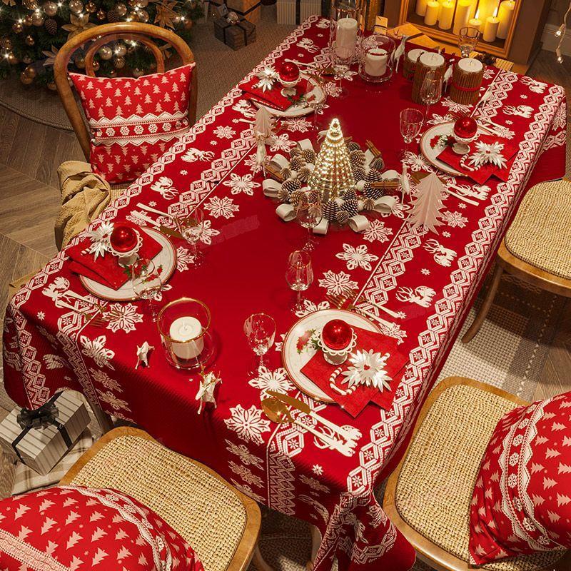 臺南免運◎新款聖誕節桌布桌墊紅色桌布喜慶印花客廳餐桌茶幾桌布拍照背景布