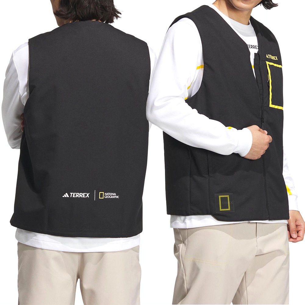 Adidas NAT.GEO Vest 男 黑色 運動 戶外 冒險 口袋 立領 抓絨 背心 IL8992