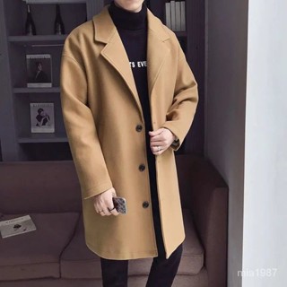 【優選好物】秋冬新款風衣男潮牌中長款毛呢大衣加棉加厚韓版潮流寬鬆呢子外套 WTVV
