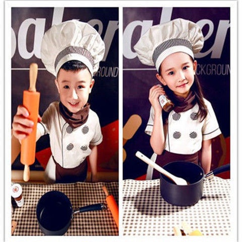 兒童廚師服套裝幼兒園烘焙小廚師服裝幼兒廚師服角色扮演小小廚神