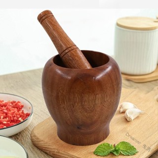 臺南出貨 搗蒜器 研磨缽 搗盅 搗碎器 磨泥器 壓蒜器 木質手動搗蒜泥神器攪碎壓蒜蓉器搗蒜罐木頭搗藥罐研磨擂缽蒜臼子