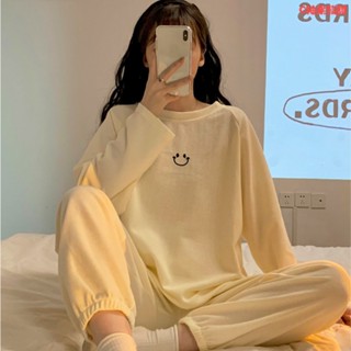睡衣🎀年春秋冬季華夫格韓國睡衣女士套裝可外出夏天長袖傢居服