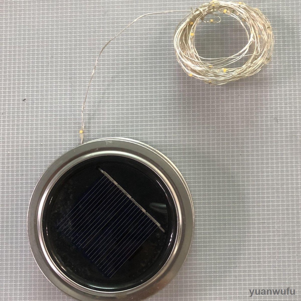 店長推薦太陽能燈配件圓形太陽能板裂紋瓶蓋玻璃瓶麻繩不鏽鋼提手梅森瓶蓋