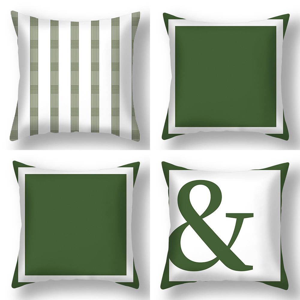 40x40 45x45 50x50 60x60 70x70輕奢綠色超絨沙發抱枕套 墨綠色幾何圖案靠枕床頭靠墊靠枕抱枕套