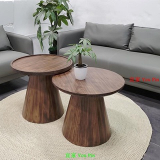 北歐實木客廳圓形餐桌創意極簡小戶型家用咖啡桌個性沙發茶幾邊幾 可客製化 免運