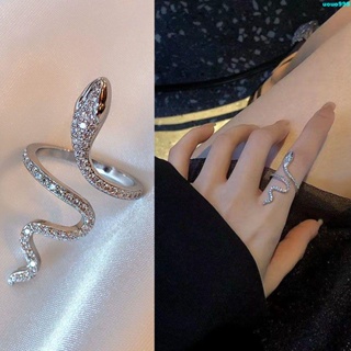 【飾品戒指】微鑲鋯石蛇形戒指女個性開口可調節設計感食指戒ins網紅夸張指環