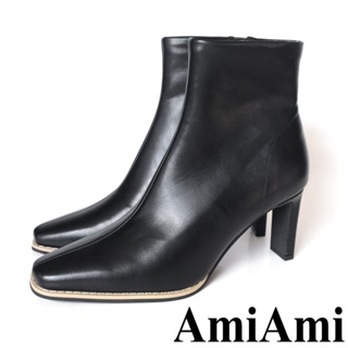 【AmiAmi】 辣妹 皮革 多色 方頭靴 女鞋 CX3216