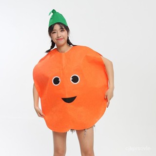🔥臺灣暢銷🔥 cos兒童節親子環保時裝走秀桔子演出服裝柚子柑橘蜜桔橙子錶演 0DBT
