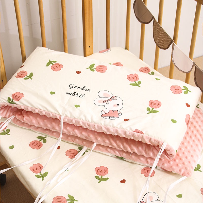 台出❤嬰幼童床單套裝 一片式豆豆絨a類純棉嬰兒床床圍拼接床兒童床防撞軟包四季通用