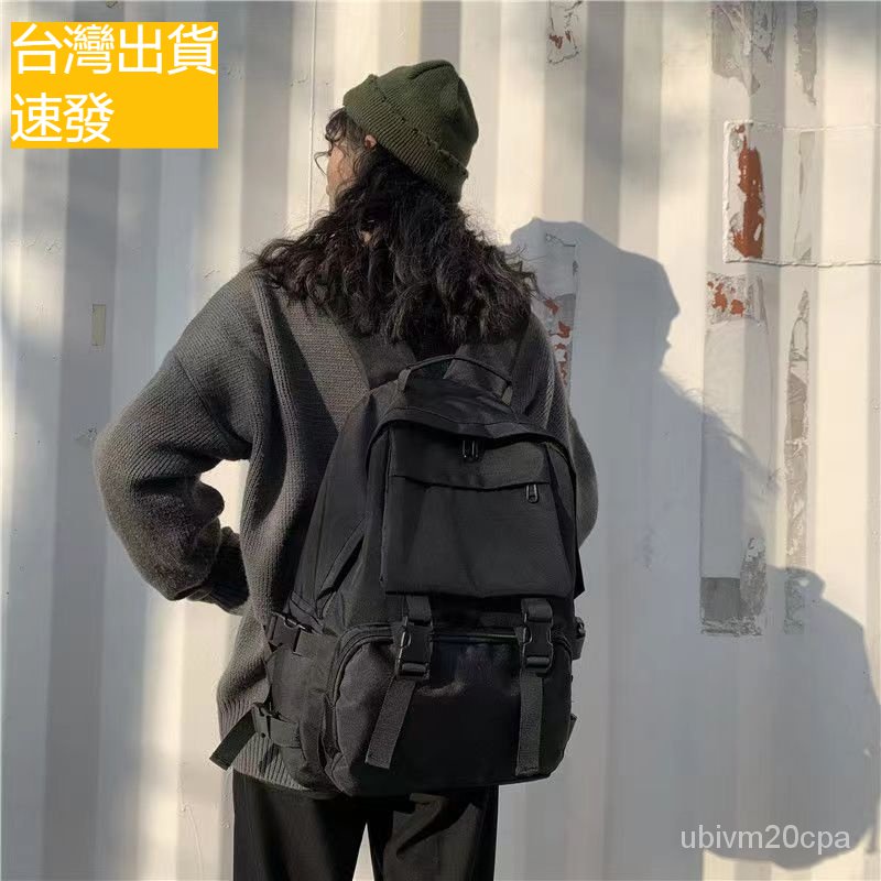 台灣出貨 韓版後背包  機能 工裝後背包 學生後背包 工裝背包 韓版厚背包 工裝包 機能後背包 純色15.6吋 旅行背包
