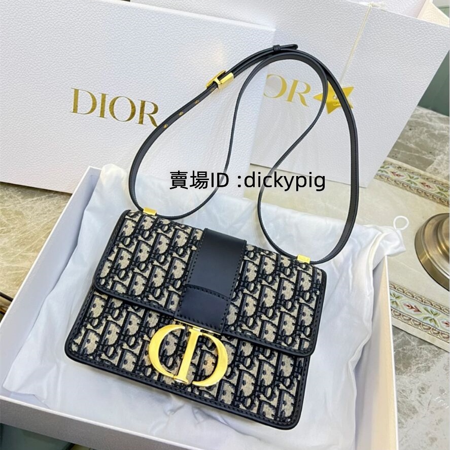 『二手』DIOR 迪奧 Oblique 30 MONTAIGNE 藍色印花 蒙田包 單肩包 斜背包 鏈條包 免運