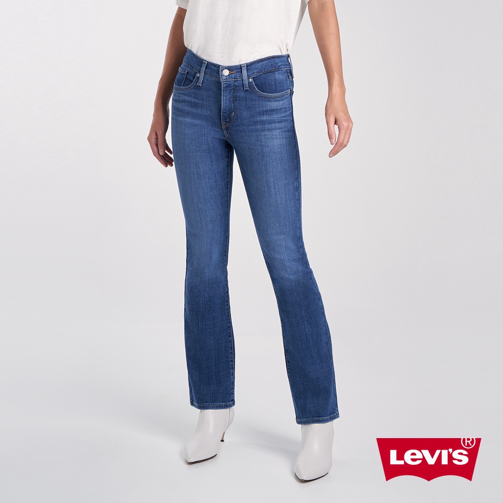 Levis 315中腰縮腹靴型牛仔長褲 / 中藍刷白 / 彈性布料女款 熱賣單品19632-0086
