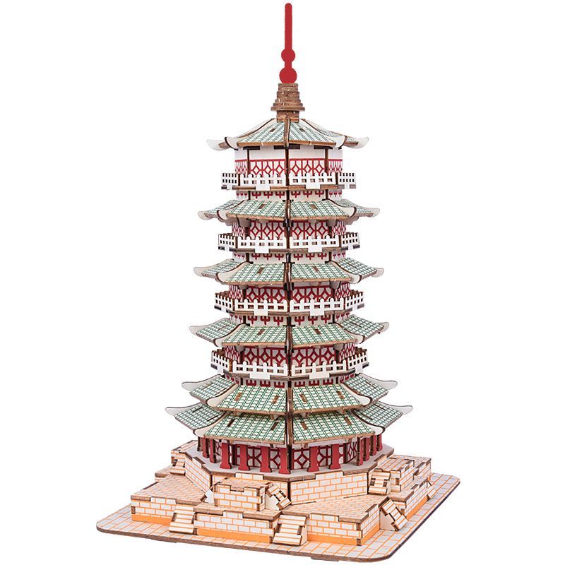 文昌塔釋迦木塔中國古建筑木質拼裝模型3d立體拼圖兒童益智玩具