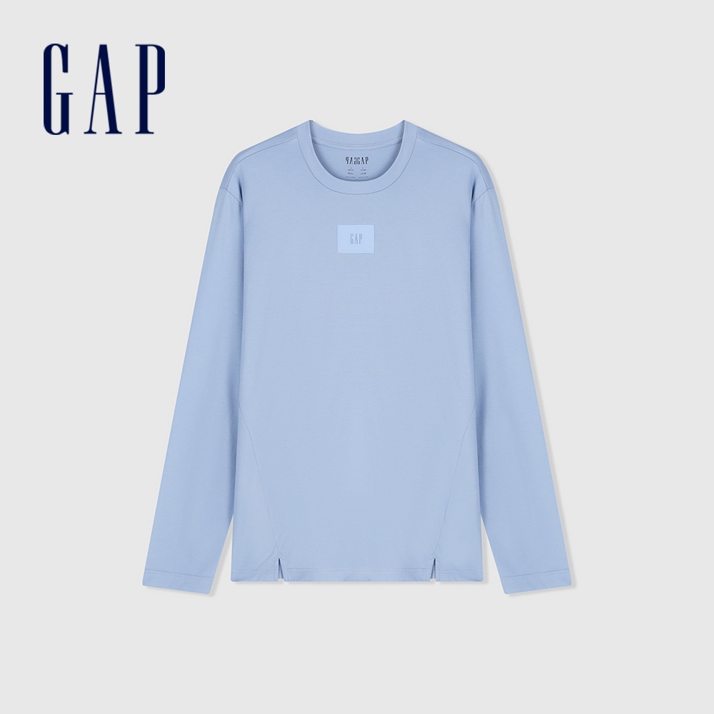 Gap 男裝 Logo純棉圓領長袖T恤-藍色(885504)