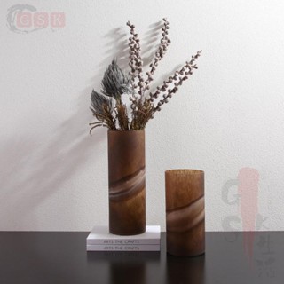【GSK】裝飾 擺飾 創意現代簡約手工玻璃直筒花瓶裝飾時尚客廳樣板間家居工藝品擺件