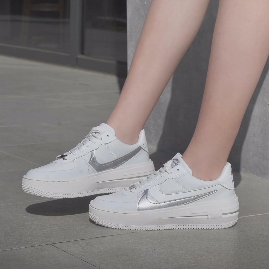 -Nike Air Force 1 厚底 增高 白銀 奶茶DJ9946-101 200