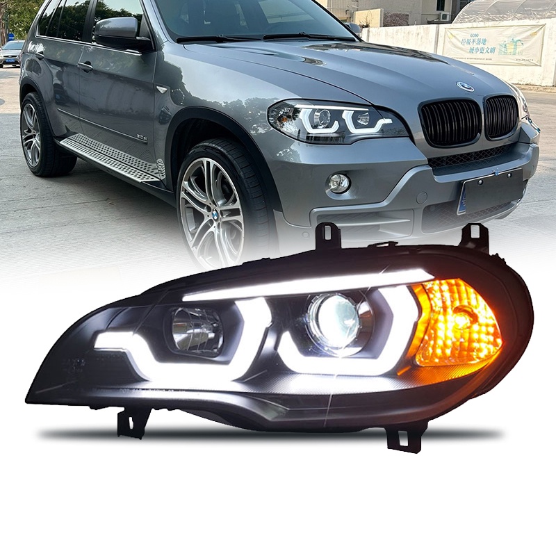 適用于07-13款BMW X5 e70改裝大燈總成LED勺子行車燈激光透鏡大燈