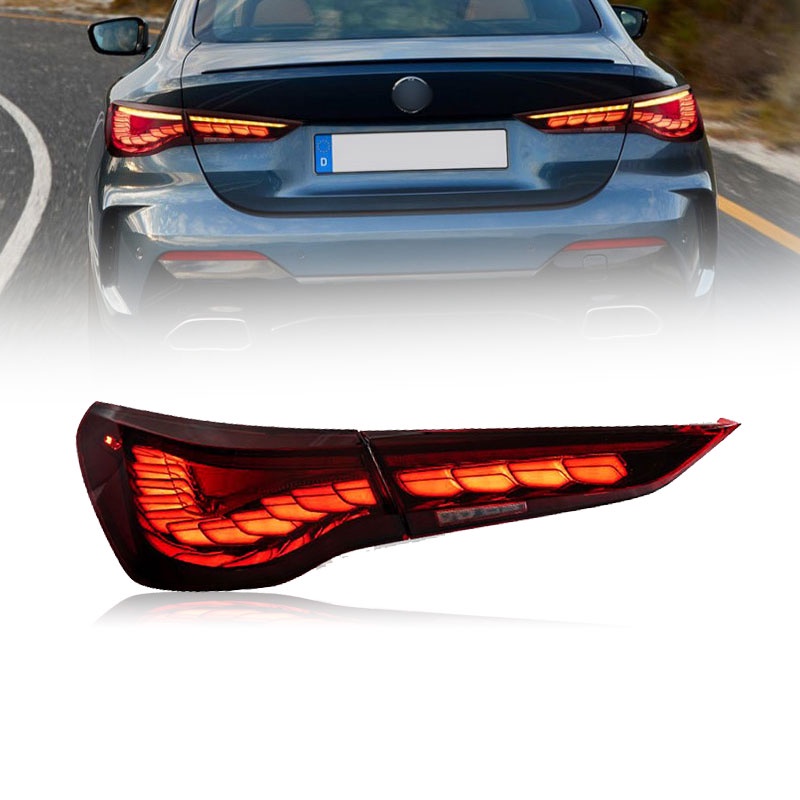 適用于20-22新款BMW 4系尾燈總成改裝 M4龍鱗LED剎車燈流光轉向燈