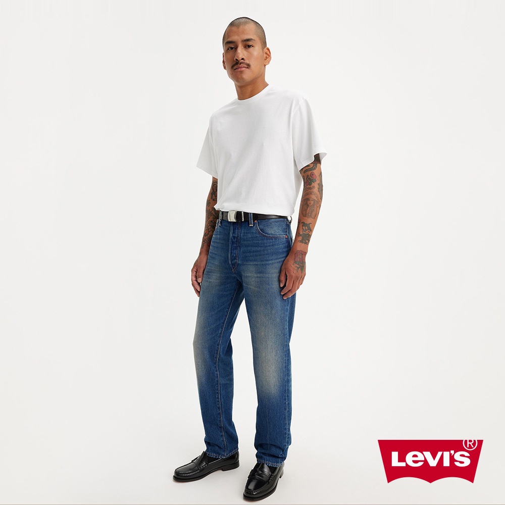 Levis 1954's 501經典復古直筒牛仔褲/復古深藍刷色水洗/直線條刷色加工 男 A4677-0016 人氣新品