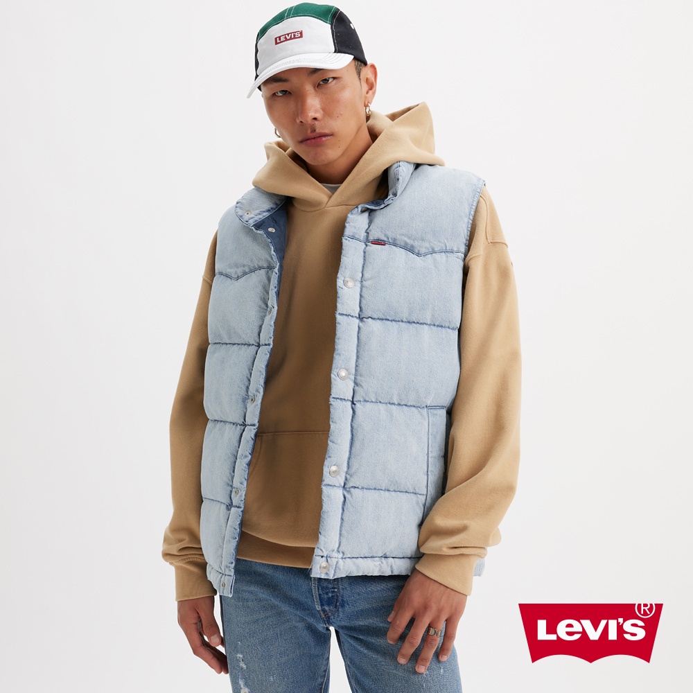 Levis 鋪棉背心外套 / 拉鍊穿脫 淺藍牛仔面料 男款 A5634-0000 人氣新品