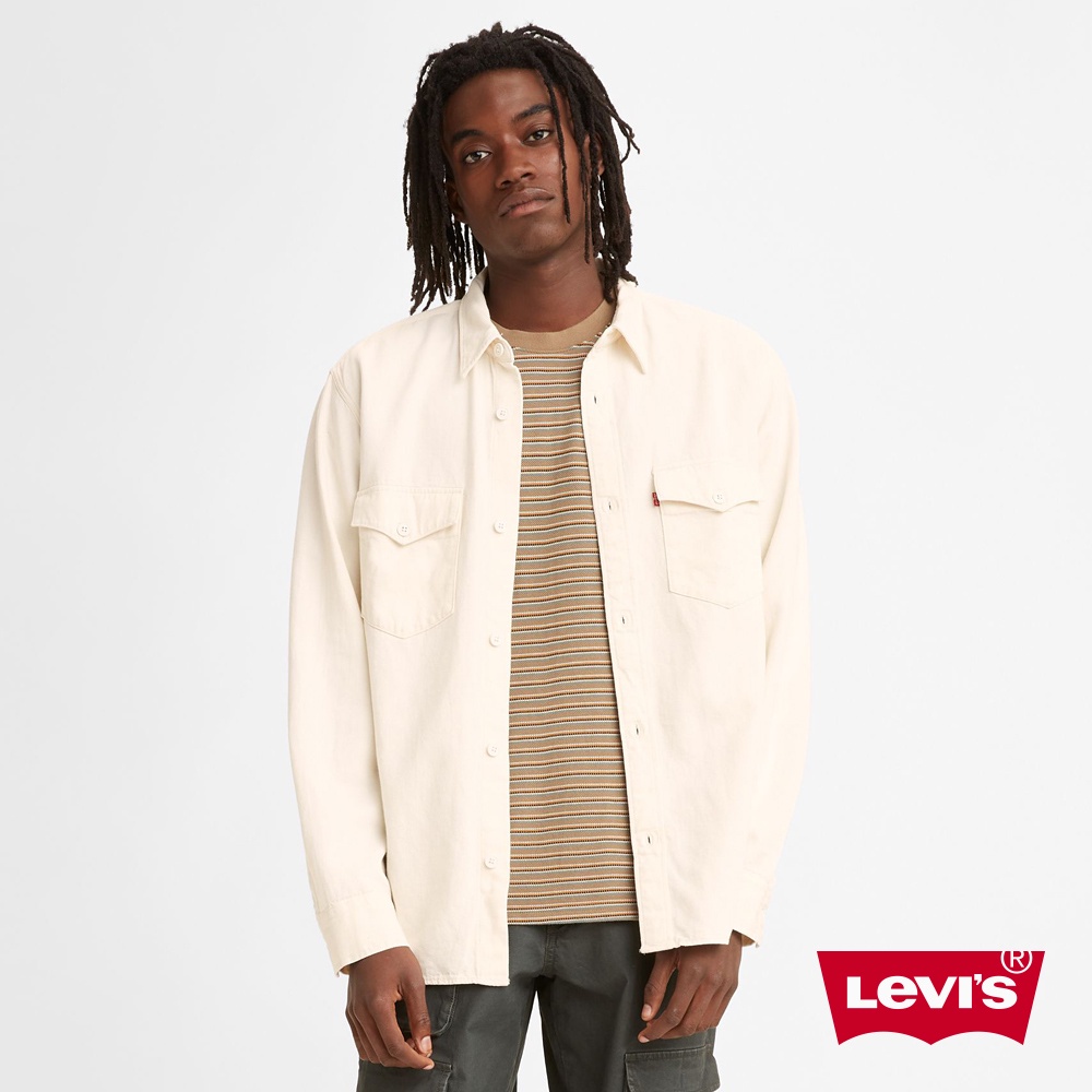 Levis 牛仔襯衫 / 寬鬆休閒版型 / 寒麻纖維 / 米褐色 男款 A1919-0001 熱賣單品