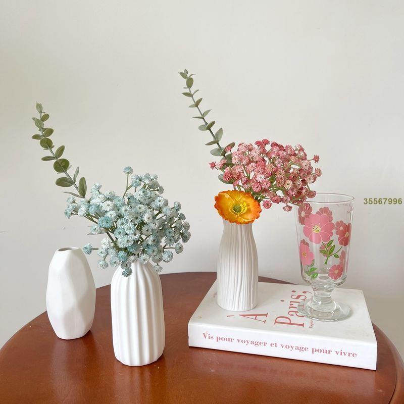 [臺妹ad4m] ins風簡約白色陶瓷插花小花瓶客廳家居滿天星乾花裝飾品擺件桌面