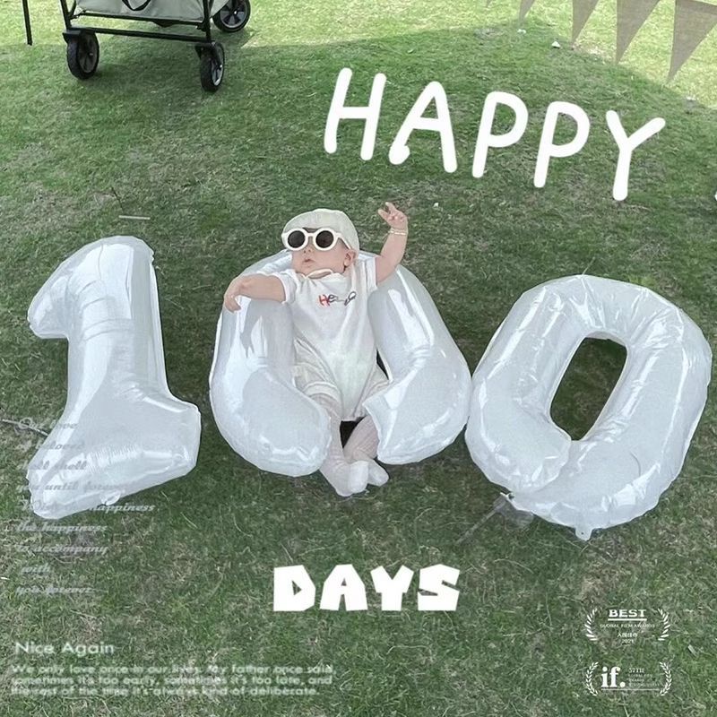 🍼小奶蓋kids🍼數字氣球寶寶100天百日宴戶外野餐裝飾拍照道具布置百天照公園