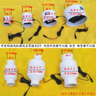 12V小型排氣扇廚房抽風機2/4/寸50/75/110排風扇衛生間管道排煙