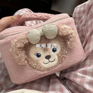✨✨化妝包 收納包 便攜手提 雪莉玫化妝包耐臟翻蓋毛絨可愛玩偶旅行包包卡通羊羔絨小熊收納包