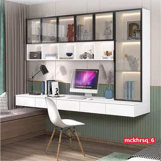懸空 書桌 書架一體 書房 臥室 臺式 辦公 電腦桌 書櫃 現代簡約 家用L33