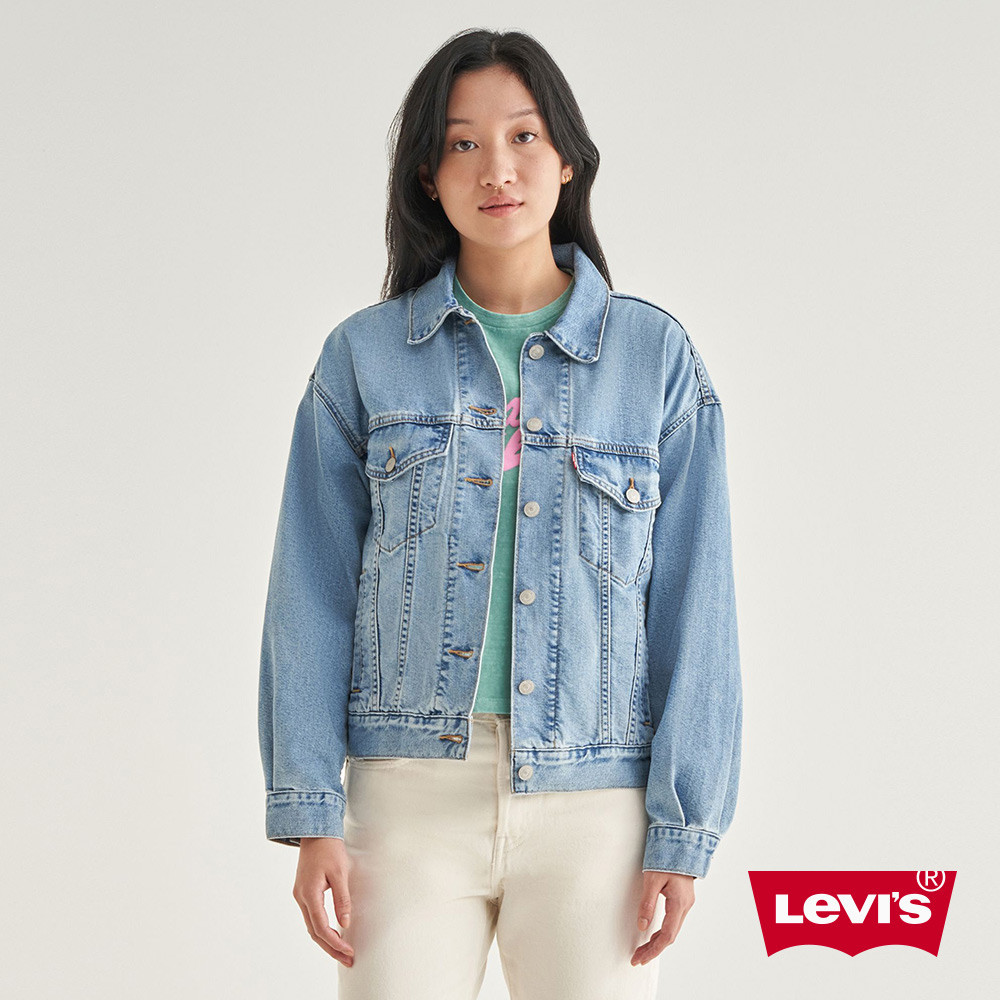 Levis 90年古著牛仔外套 / 寬袖設計 / Cool輕薄清爽布料 淺藍色水洗 女款 A1743-0043 人氣新品