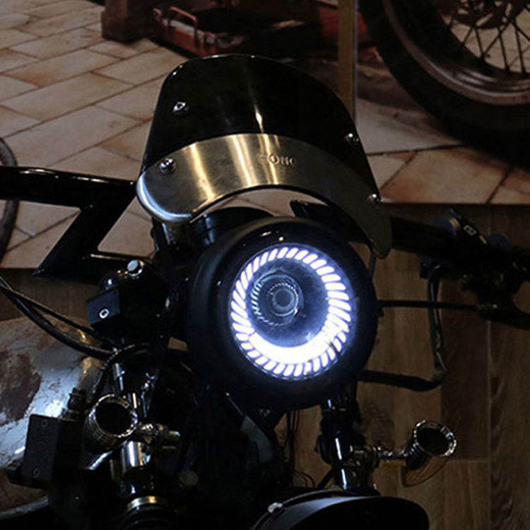 ✨LoneRider品質精選✨摩托車 復古 改裝 LED天使眼 光圈 前照大燈 5.75寸 哈雷 復古改裝 前大燈