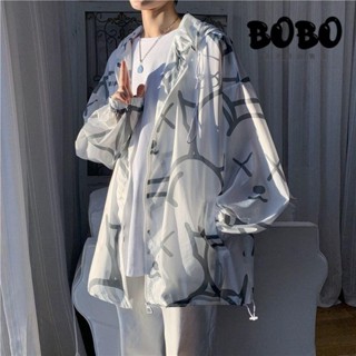 BOBO💥 薄外套 男生外套 2加肥加大碼新款防曬衣男女連帽外套寬松ins潮流薄款小熊透氣夾克