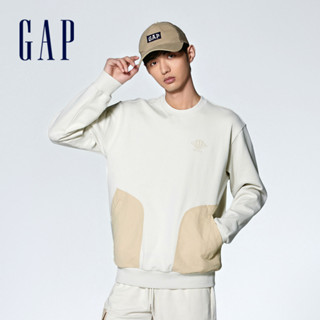 Gap 男裝 Logo純棉印花圓領大學T-淺灰色(876988)