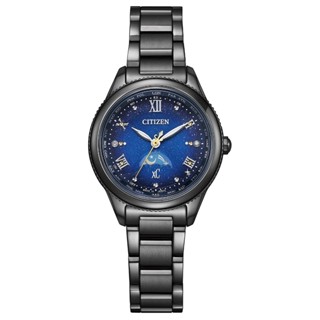 【柏儷鐘錶】Citizen 星辰錶 XC 月相設計 鈦金屬 萬年曆 電波光動能女錶 EE1007-75L